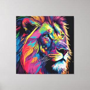 Majestic Rainbow Lion Canvas Afdruk