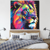 Majestic Rainbow Lion Canvas Afdruk (Insitu (Slaapkamer))