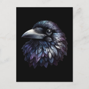 Majestic Raven Portret - raaf, vogel, wild Briefkaart