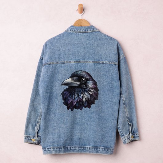 Majestic Raven Portret - raaf, vogel, wild Denim Jacket (Hangar)