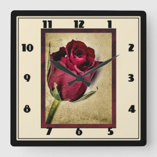 Majestic Red Roses op Brownish Background Vierkante Klok