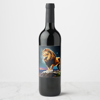 Majestic Roar: A Lion's Gaze (De blik van een leeu Wijn Etiket