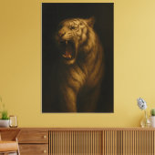 Majestic Roaring White Tiger – Fine Art Canvas (Insitu (Woonkamer))