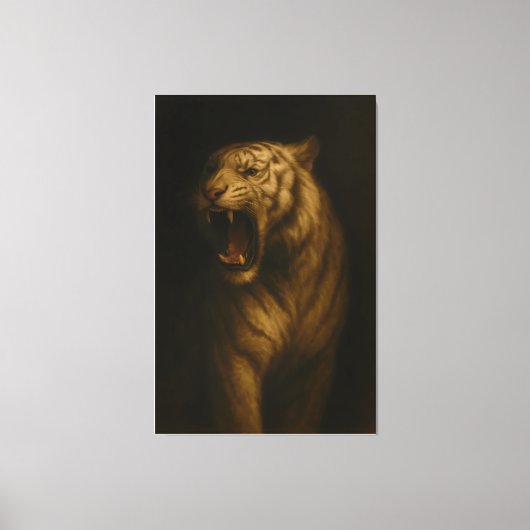 Majestic Roaring White Tiger – Fine Art Canvas Afdruk (Voorkant)