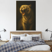 Majestic Roaring White Tiger – Fine Art Premium Ca Canvas Afdruk (Insitu (Slaapkamer))