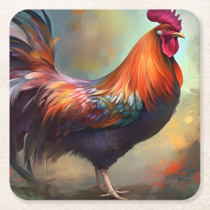 Majestic Rooster Art Paper Onderzetter