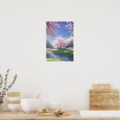 Majestic Sakura Stream Poster (Keuken)