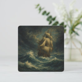 Majestic Ship at Sea Oil Art Greeting Card Kaart