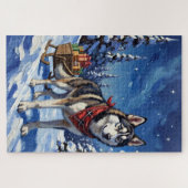 Majestic Siberian Husky Pulling Christmas Sled Legpuzzel (Horizontaal)