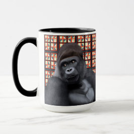 Majestic Sitting Gorilla Op Rode Geometrische Wild Mok