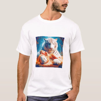 Majestic Slumber: Prinses en Witte Tijger T-shirt