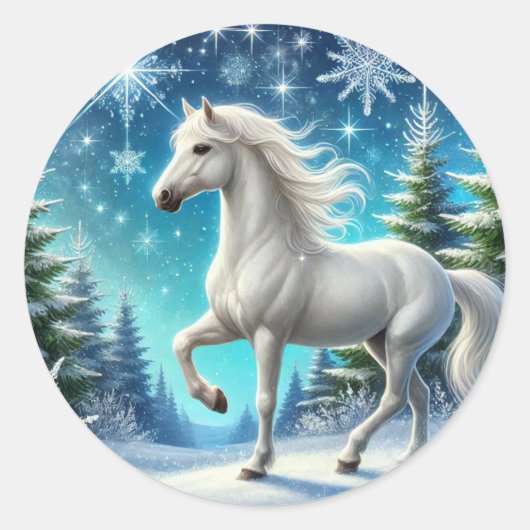Majestic Snow Horse Sticker (Voorkant)