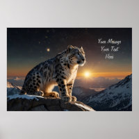Majestic Snow Leopard - Poster texte personnalisab