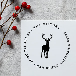Majestic Stag Elegant Familienaam Retouradres Rubberstempel