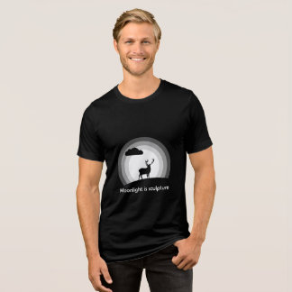 Majestic Stag Silhouette Under Lunar Light Style B Tri-Blend Shirt