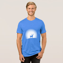 Majestic Stag Silhouette Under Lunar Light Tri-Blend Shirt