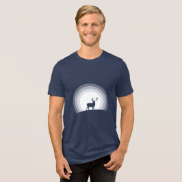 Majestic Stag Silhouette Under Lunar Light Tri-Blend Shirt