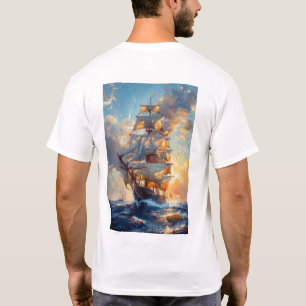 Majestic Tall Ship op het Zee Olieverfschilderij T T-shirt