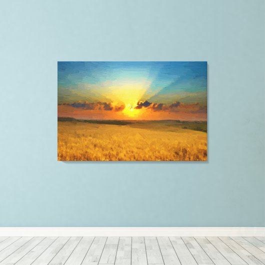 Majestic Tarwevelden Uitzicht Olieverfschilderij P Canvas Afdruk (Insitu (Houten vloer))