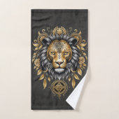 Majestic tête de lion doré avec crinière noire. (Serviette à main)
