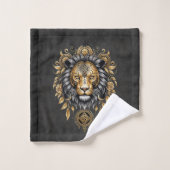 Majestic tête de lion doré avec crinière noire. (Gant de toilette)
