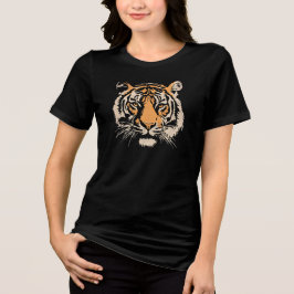 Majestic Tiger Face Illustration – Bold Wildlife Tri-Blend Shirt