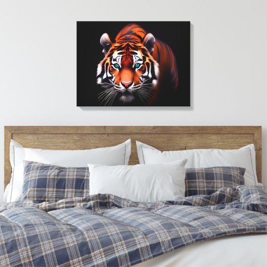 Majestic Tijger in een donker Canvas Afdruk (Insitu (Slaapkamer))