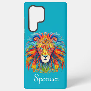Majestic Tribal Lion met aangepaste naam Samsung Galaxy Hoesje
