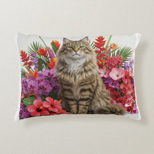 Majestic Tropical Cat Accent Pillow Design. Kussen