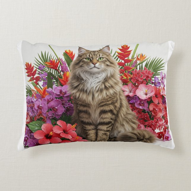 Majestic Tropical Chat Accent Coussin Design. (Devant)
