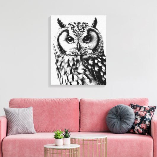 Majestic Uil Portret Custom Size op Canvas (Insitu (Woonkamer))