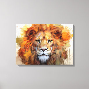 Majestic Waterverf Lion Canvas Afdruk