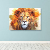 Majestic Waterverf Lion Canvas Afdruk (Insitu (Houten vloer))
