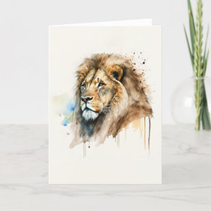 Majestic Waterverf Lion Note Kaart