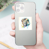 Majestic Waterverf Lion Square Sticker (Telefoon)