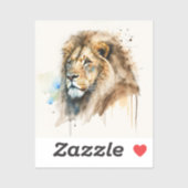 Majestic Waterverf Lion Square Sticker (Vel)