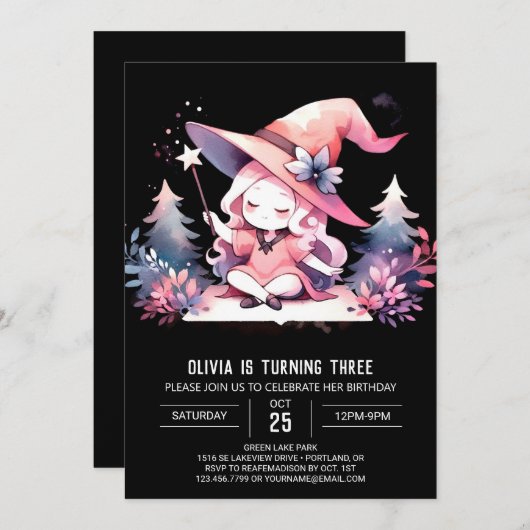 Majestic Whimsical Wizard Verjaardag Kaart (Voorkant / Achterkant)