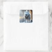 Majestic White Arctic Wolf Art Vierkante Sticker (Tas)