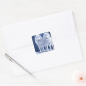 Majestic White Arctic Wolves Art Vierkante Sticker (Envelop)