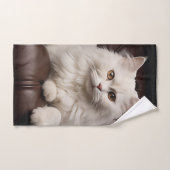 Majestic white cat (Serviette à main)