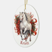 Majestic White Horse Kinder kerst Keramisch Ornament (Links)