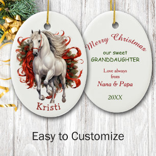 Majestic White Horse Kinder kerst Keramisch Ornament