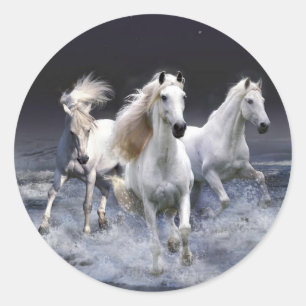 Majestic White Horses Ronde Sticker