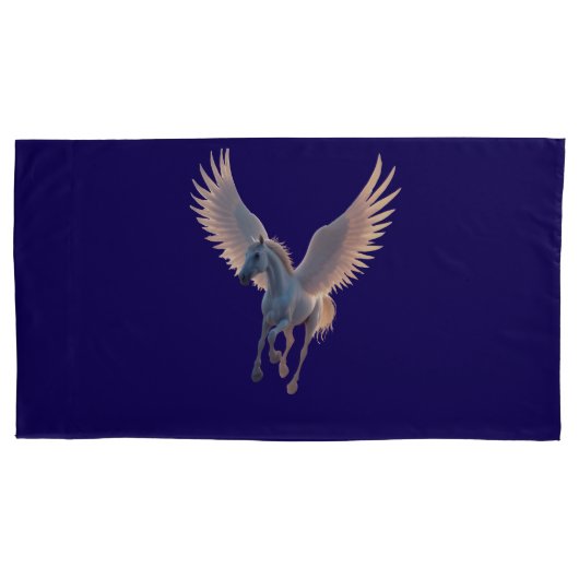 Majestic White Pegasus Flying in Night Sky Fantasy Kussensloop (Voorkant-Links)