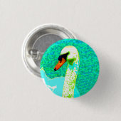 Majestic White Swan Head Ronde Button 3,2 Cm (Voorkant /achterkant)