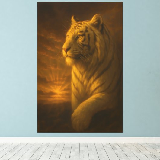 Majestic White Tiger – Fine Art Canvas Afdruk (Insitu (Houten vloer))