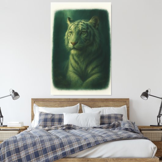 Majestic White Tiger – Fine Art Portrait Canvas Afdruk (Insitu (Slaapkamer))