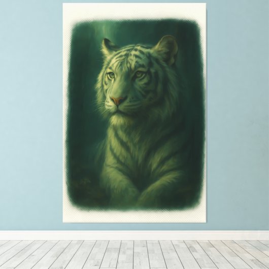Majestic White Tiger – Fine Art Portrait Canvas Afdruk (Insitu (Houten vloer))