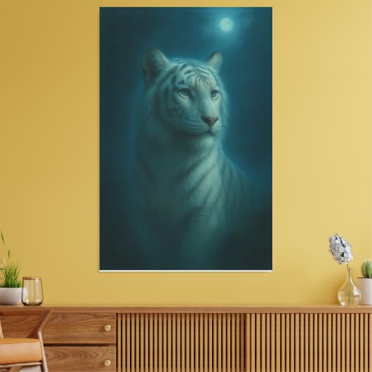 Majestic White Tiger – Fine Art Portrait Canvas Afdruk (Insitu (Woonkamer))