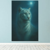 Majestic White Tiger – Fine Art Portrait Canvas Afdruk (Insitu (Houten vloer))